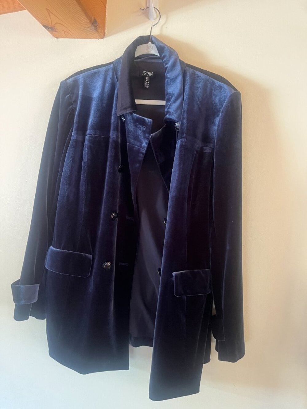 Jones New York Velvet Double‑Breasted Jacket Tonal Midnight Blue, Size 16 - Picture 6 of 6